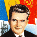 Dessin de Nicolae Ceausescu sur un timbre roumain