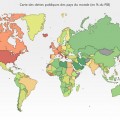 Carte de la dette publique des pays du monde en % du PIB en 2011 selon le FMI - image wikipédia